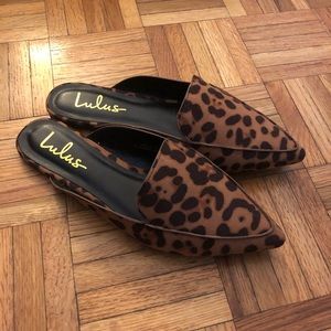 Lulus Leopard Suede Loafer Slides / Mules